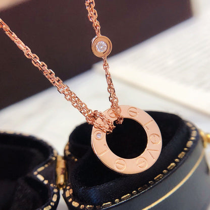 [⭐Spark]LOVE NECKLACE 16MM 2 DIAMONDS
