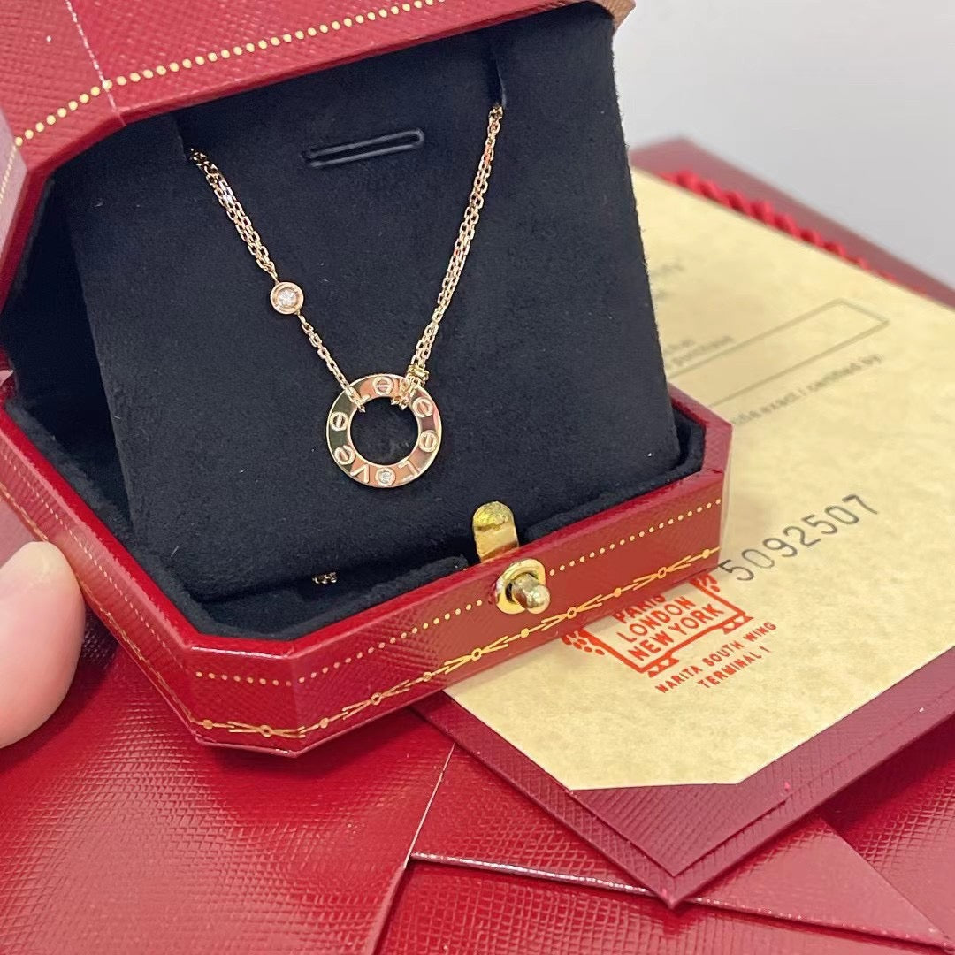 [⭐Spark]LOVE NECKLACE 16MM 2 DIAMONDS