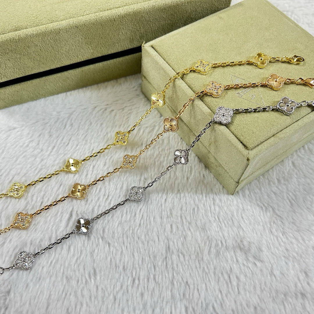 [⭐Spark]CLOVER 6 MOTIF DIAMOND LASER BRACELET