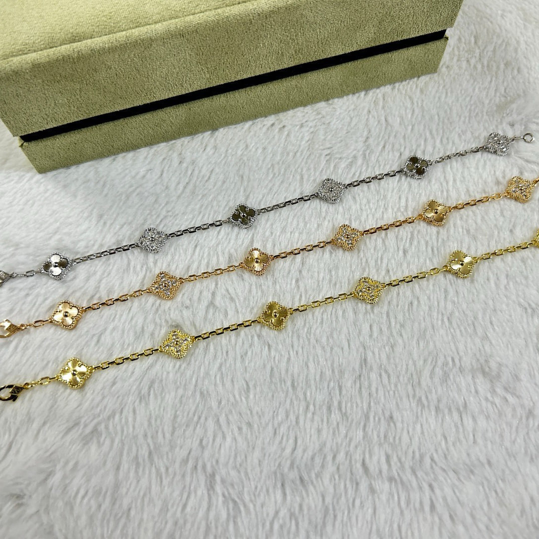 [⭐Spark]CLOVER 6 MOTIF DIAMOND LASER BRACELET