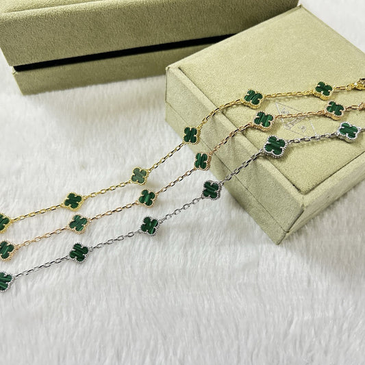 [⭐Spark]CLOVER 6 MOTIF MALACHITE BRACELET