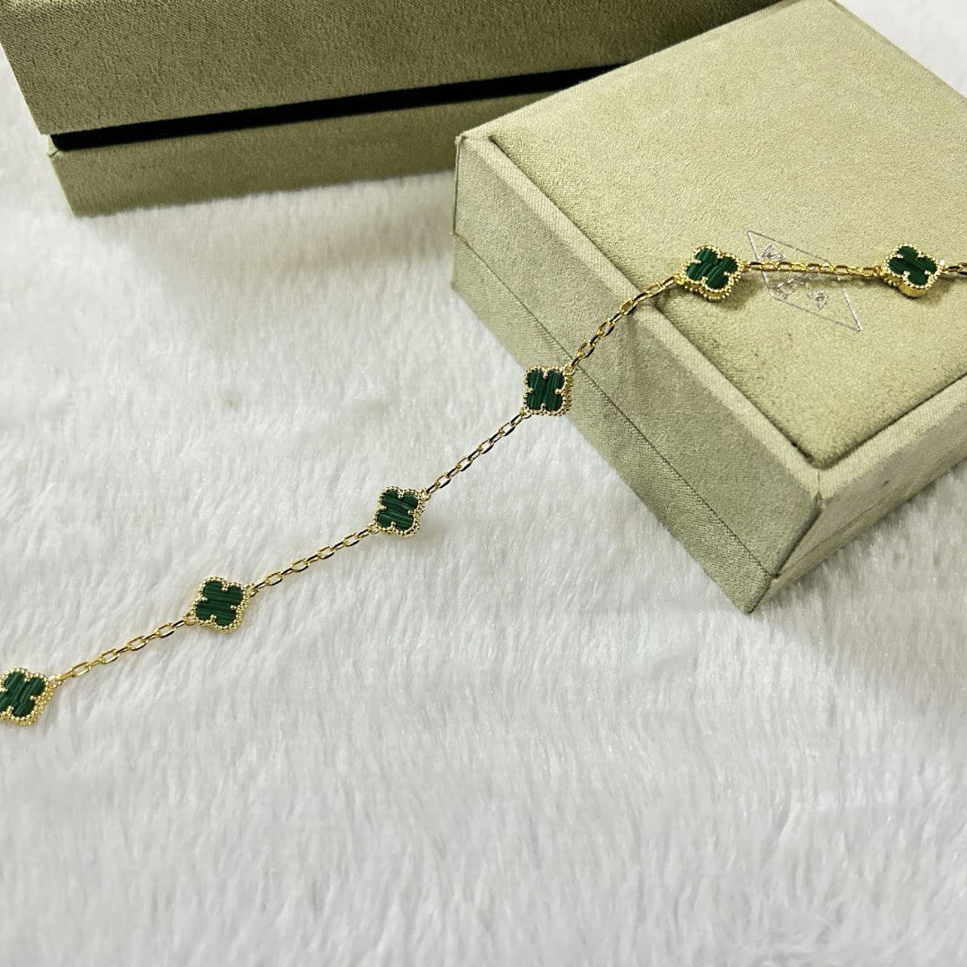 [⭐Spark]CLOVER 6 MOTIF MALACHITE BRACELET