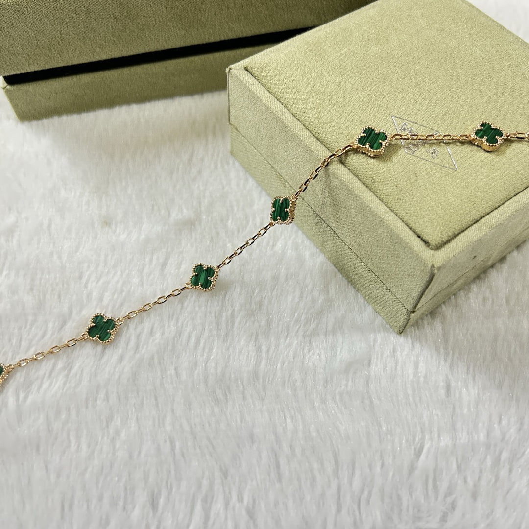 [⭐Spark]CLOVER 6 MOTIF MALACHITE BRACELET