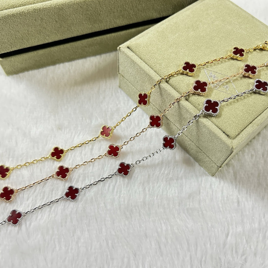 [⭐Spark]CLOVER 6 MOTIF RED AGATE BRACELET