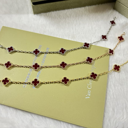 [⭐Spark]CLOVER 6 MOTIF RED AGATE BRACELET