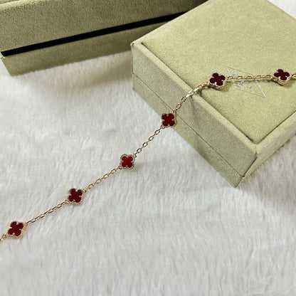 [⭐Spark]CLOVER 6 MOTIF RED AGATE BRACELET