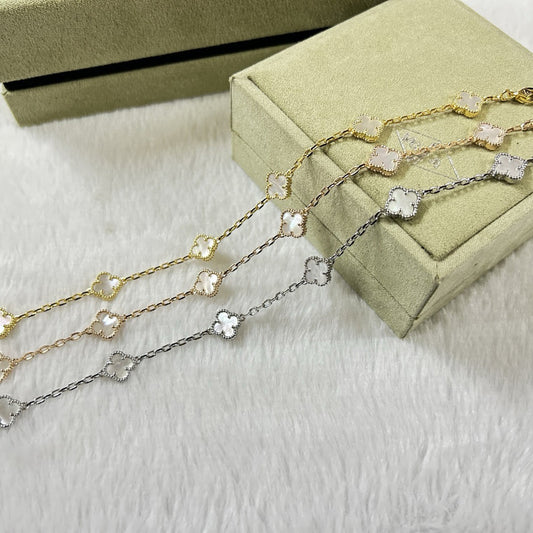 [⭐Spark]CLOVER 6 MOTIF WHITE MOP BRACELET
