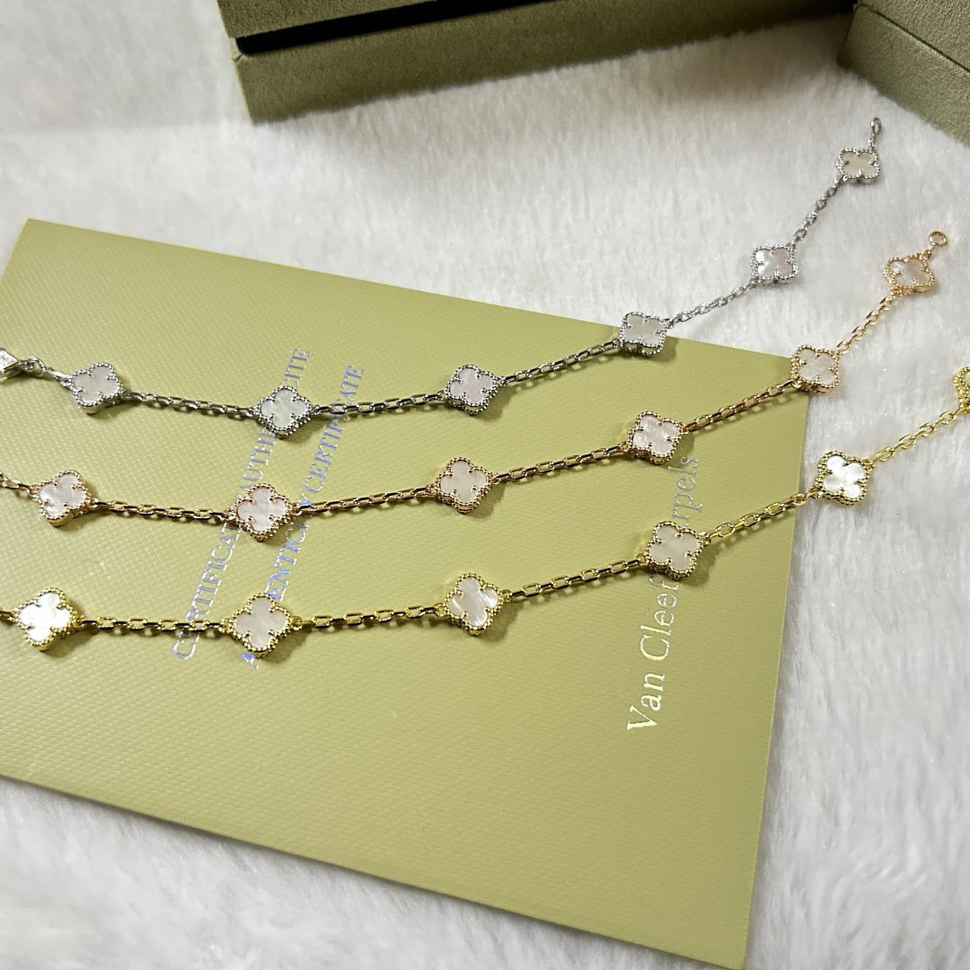 [⭐Spark]CLOVER 6 MOTIF WHITE MOP BRACELET