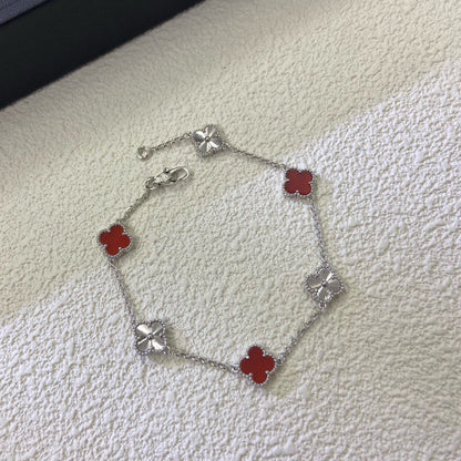 [⭐Spark]CLOVER 6 MOTIF RED AGATE LASER BRACELET