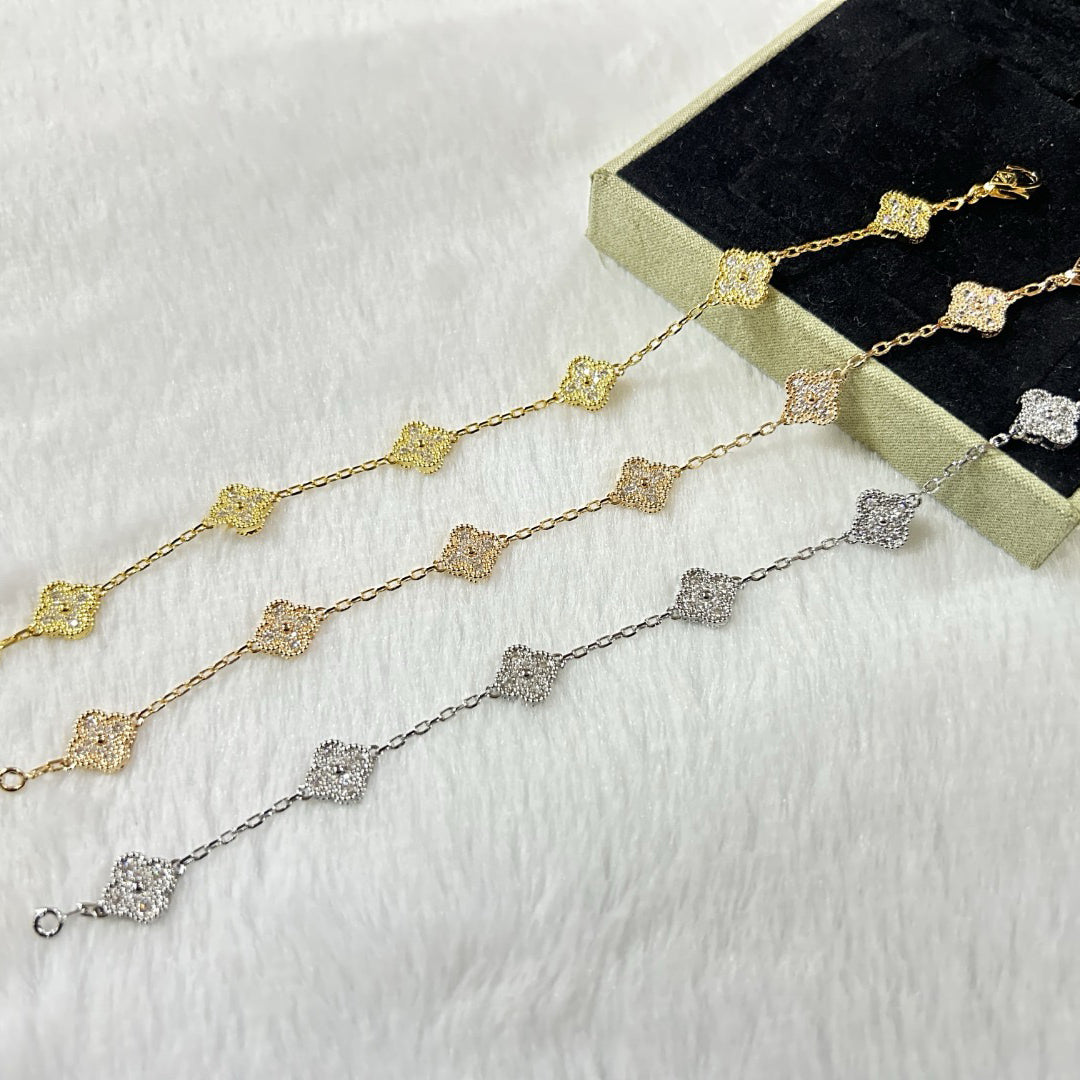 [⭐Spark]CLOVER 6 MOTIF DIAMOND BRACELET