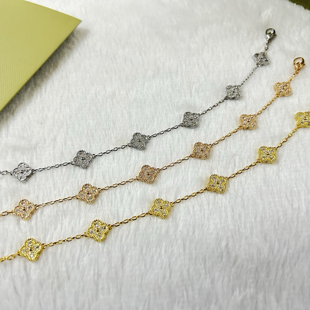 [⭐Spark]CLOVER 6 MOTIF DIAMOND BRACELET