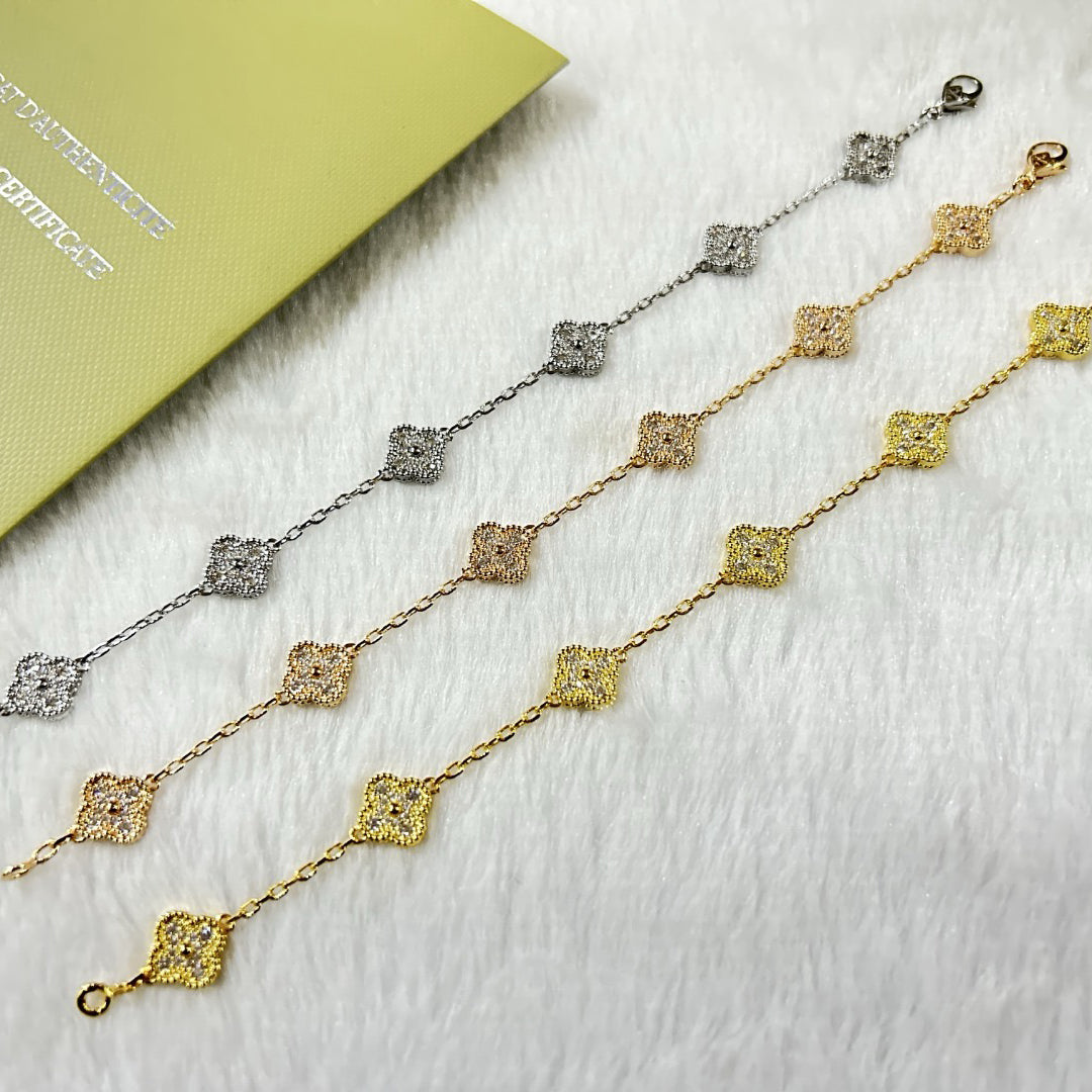 [⭐Spark]CLOVER 6 MOTIF DIAMOND BRACELET
