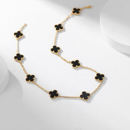 [⭐Spark]CLOVER 10 MOTIFS ONYX NECKLACE