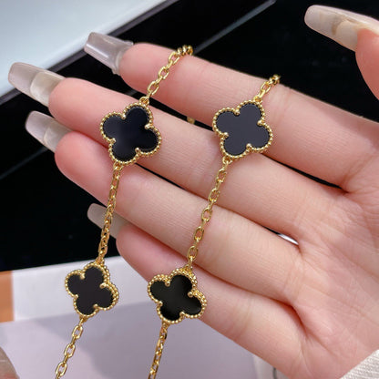 [⭐Spark]CLOVER 10 MOTIFS ONYX NECKLACE