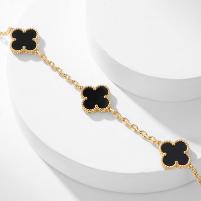 [⭐Spark]CLOVER 10 MOTIFS ONYX NECKLACE