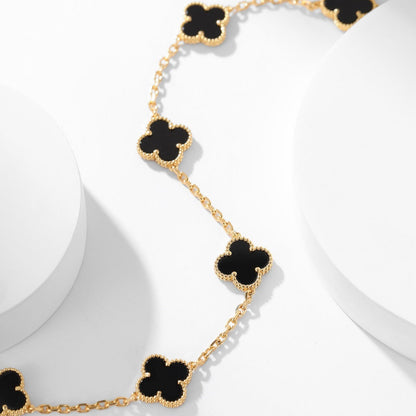[⭐Spark]CLOVER 10 MOTIFS ONYX NECKLACE