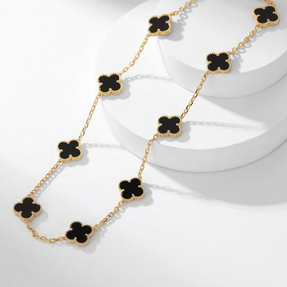 [⭐Spark]CLOVER 10 MOTIFS ONYX NECKLACE