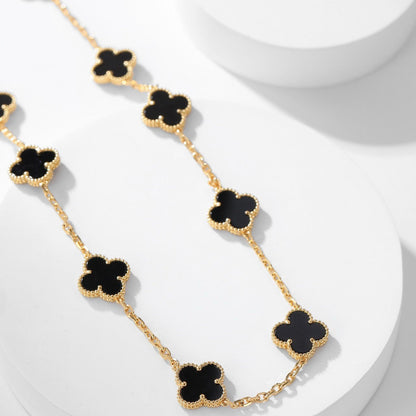 [⭐Spark]CLOVER 10 MOTIFS ONYX NECKLACE