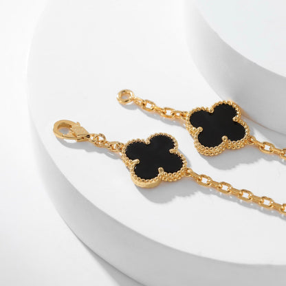 [⭐Spark]CLOVER 10 MOTIFS ONYX NECKLACE