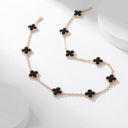 [⭐Spark]CLOVER 10 MOTIFS ONYX NECKLACE