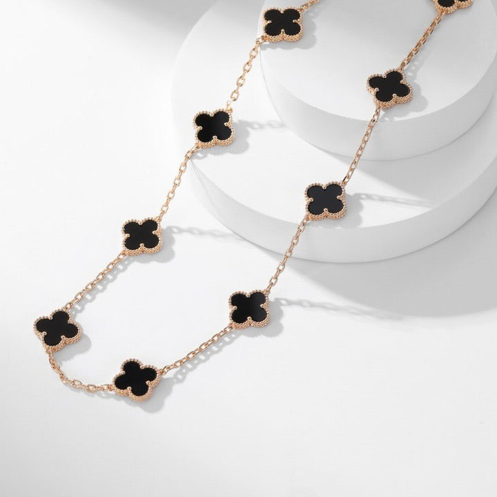 [⭐Spark]CLOVER 10 MOTIFS ONYX NECKLACE