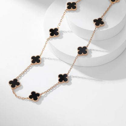 [⭐Spark]CLOVER 10 MOTIFS ONYX NECKLACE