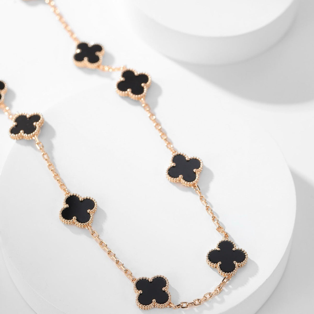 [⭐Spark]CLOVER 10 MOTIFS ONYX NECKLACE