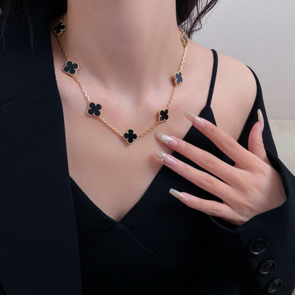 [⭐Spark]CLOVER 10 MOTIFS ONYX NECKLACE