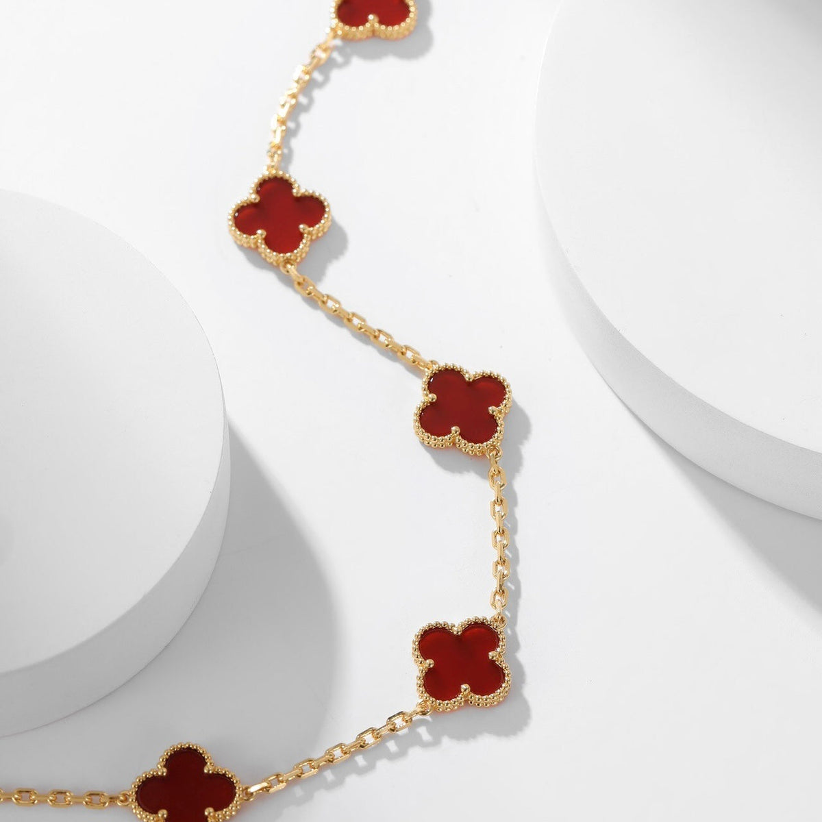 [⭐Spark]CLOVER 10 MOTIFS CARNELIAN NECKLACE