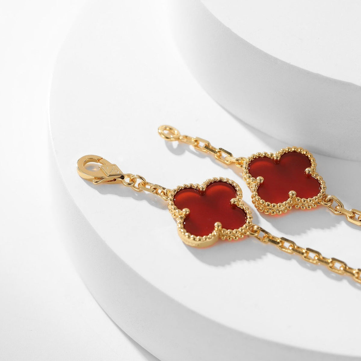 [⭐Spark]CLOVER 10 MOTIFS CARNELIAN NECKLACE
