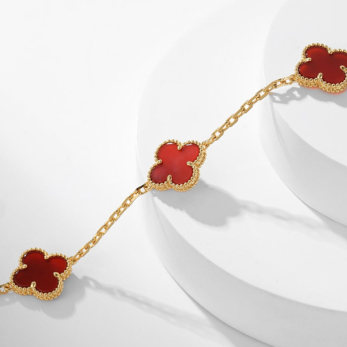 [⭐Spark]CLOVER 10 MOTIFS CARNELIAN NECKLACE