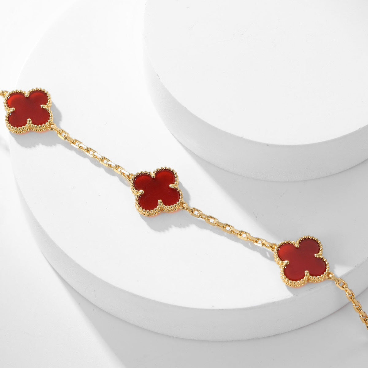 [⭐Spark]CLOVER 10 MOTIFS CARNELIAN NECKLACE