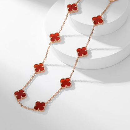 [⭐Spark]CLOVER 10 MOTIFS CARNELIAN NECKLACE