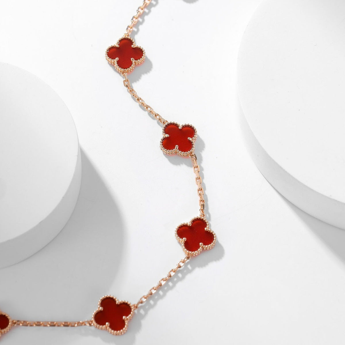 [⭐Spark]CLOVER 10 MOTIFS CARNELIAN NECKLACE