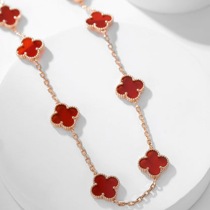 [⭐Spark]CLOVER 10 MOTIFS CARNELIAN NECKLACE