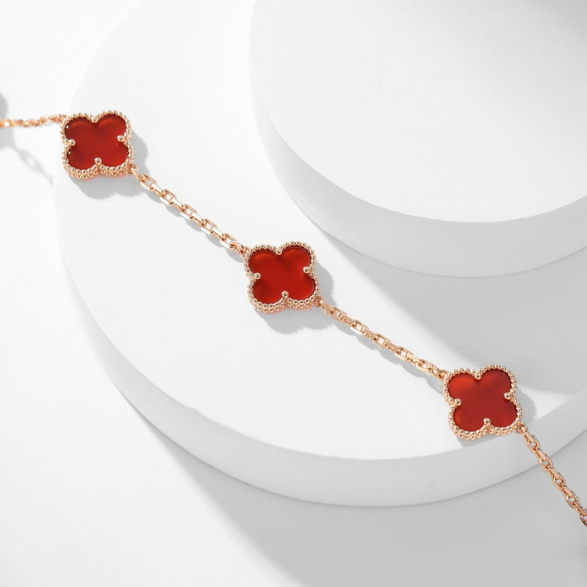 [⭐Spark]CLOVER 10 MOTIFS CARNELIAN NECKLACE