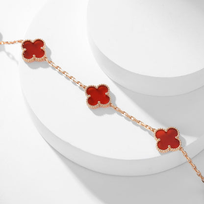 [⭐Spark]CLOVER 10 MOTIFS CARNELIAN NECKLACE