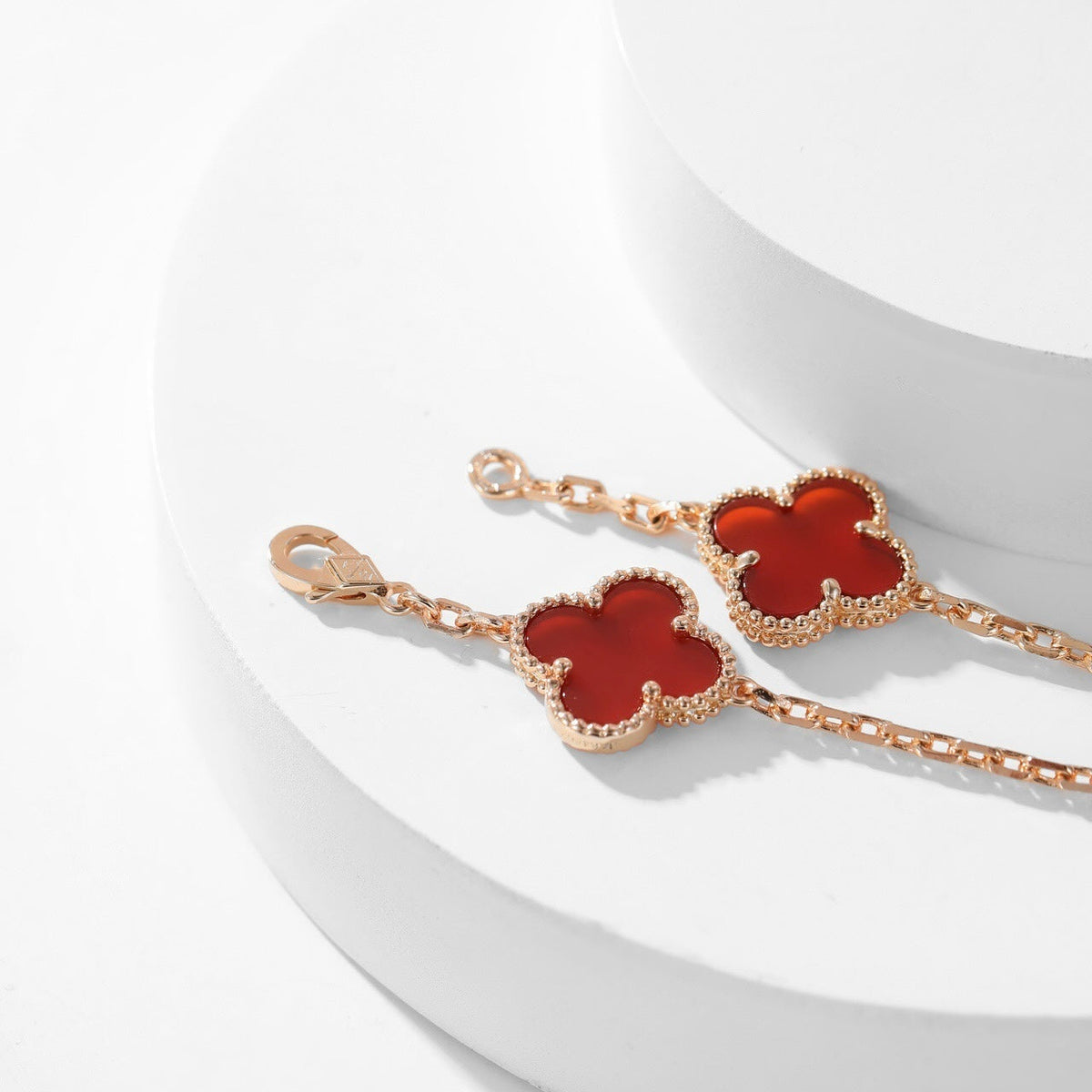 [⭐Spark]CLOVER 10 MOTIFS CARNELIAN NECKLACE