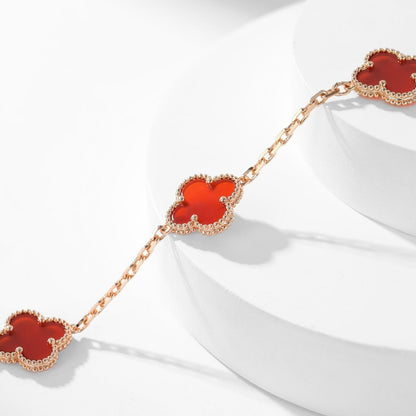 [⭐Spark]CLOVER 10 MOTIFS CARNELIAN NECKLACE