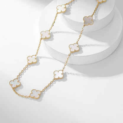 [⭐Spark]CLOVER 10 MOTIFS WHITE MOTHER OF PEARL NECKLACE