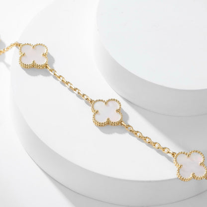 [⭐Spark]CLOVER 10 MOTIFS WHITE MOTHER OF PEARL NECKLACE