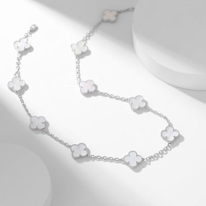 [⭐Spark]CLOVER 10 MOTIFS WHITE MOTHER OF PEARL NECKLACE