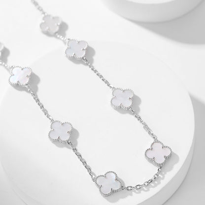 [⭐Spark]CLOVER 10 MOTIFS WHITE MOTHER OF PEARL NECKLACE
