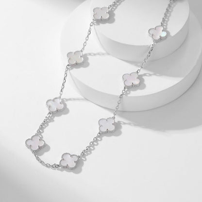 [⭐Spark]CLOVER 10 MOTIFS WHITE MOTHER OF PEARL NECKLACE