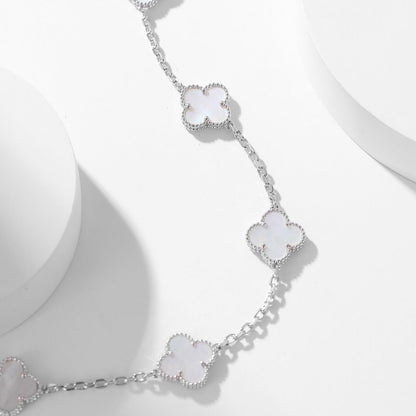 [⭐Spark]CLOVER 10 MOTIFS WHITE MOTHER OF PEARL NECKLACE