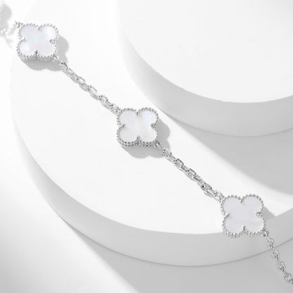 [⭐Spark]CLOVER 10 MOTIFS WHITE MOTHER OF PEARL NECKLACE