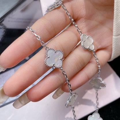 [⭐Spark]CLOVER 10 MOTIFS WHITE MOTHER OF PEARL NECKLACE