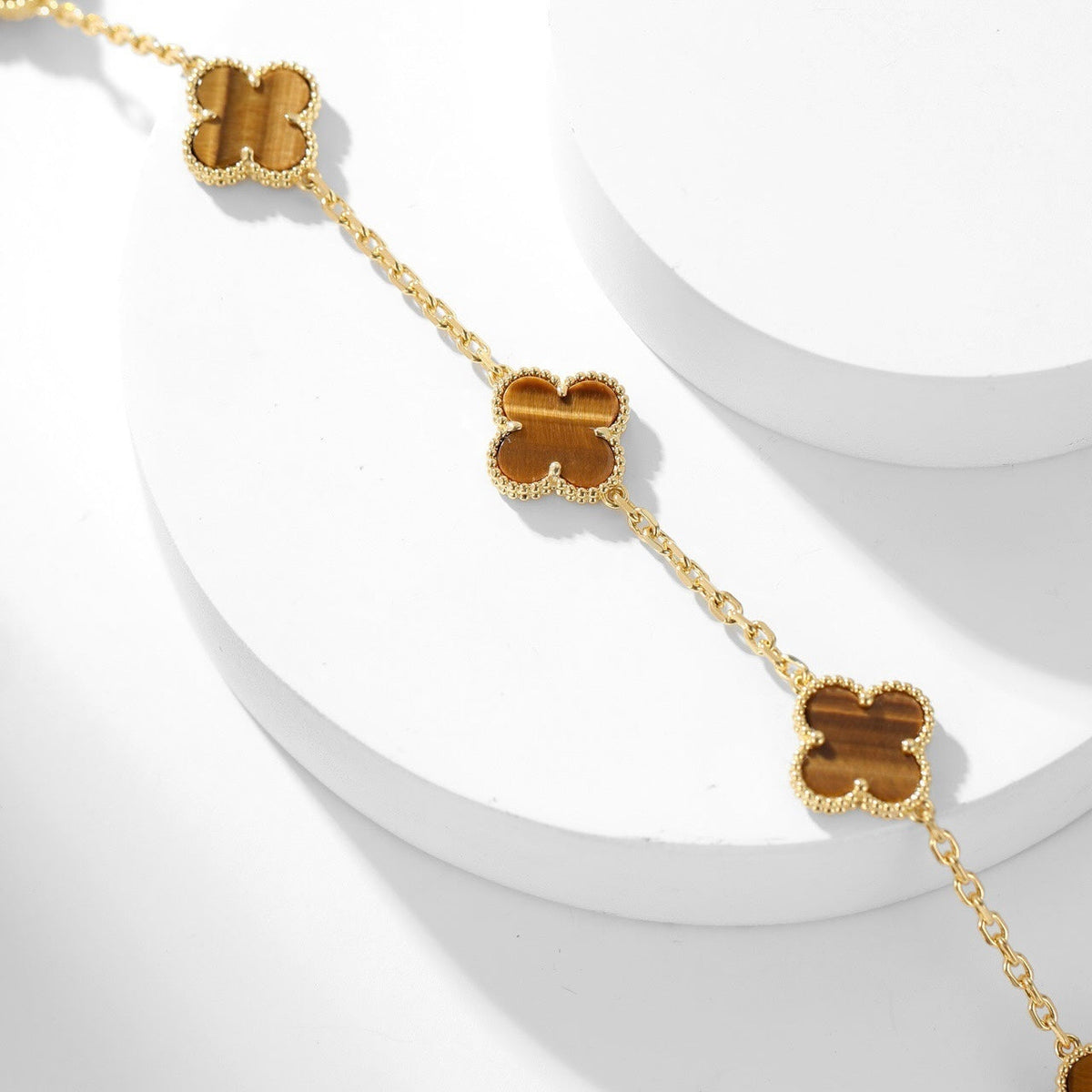 [⭐Spark]CLOVER 10 MOTIFS TIGER EYE NECKLACE