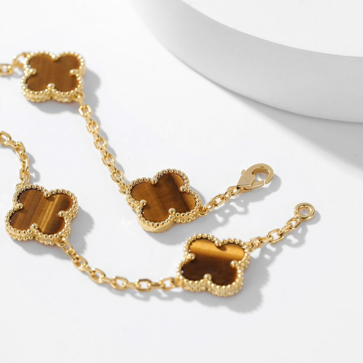 [⭐Spark]CLOVER 10 MOTIFS TIGER EYE NECKLACE