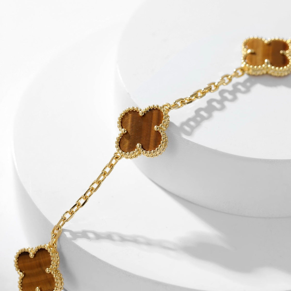 [⭐Spark]CLOVER 10 MOTIFS TIGER EYE NECKLACE